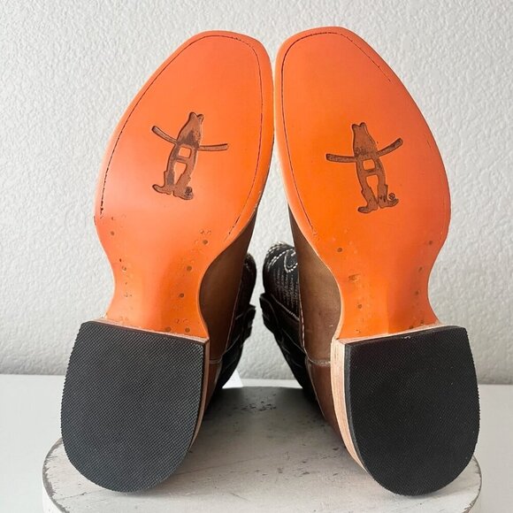 Lane RODEO HOUSTON Mens Cowboy Boots 9 Brown Leather Western Mid Calf Blunt Toe - Picture 8 of 9